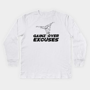 GAINZ OVER EXCUSES Kids Long Sleeve T-Shirt